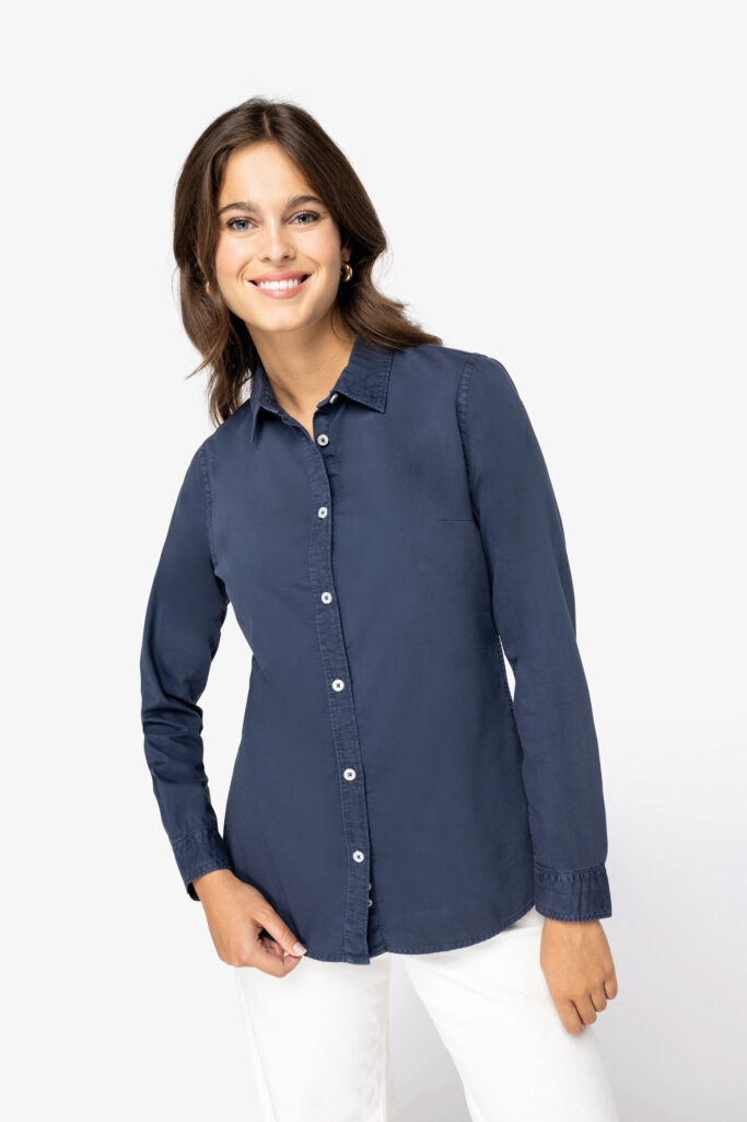 Camisa com aspecto lavado de senhora