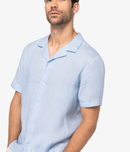 Camisa em linho manga curta homem