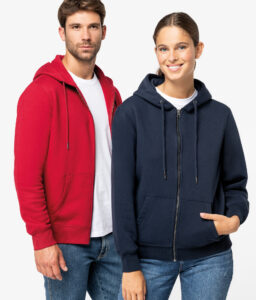Sweatshirt com fecho e capuz unissexo