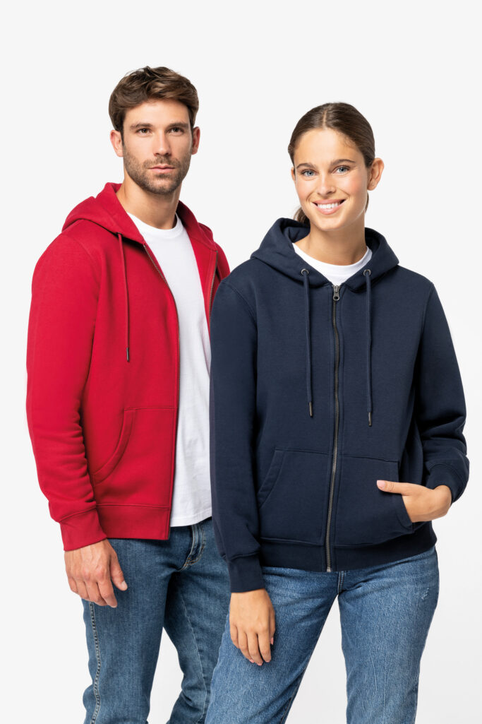 Sweatshirt com fecho e capuz unissexo