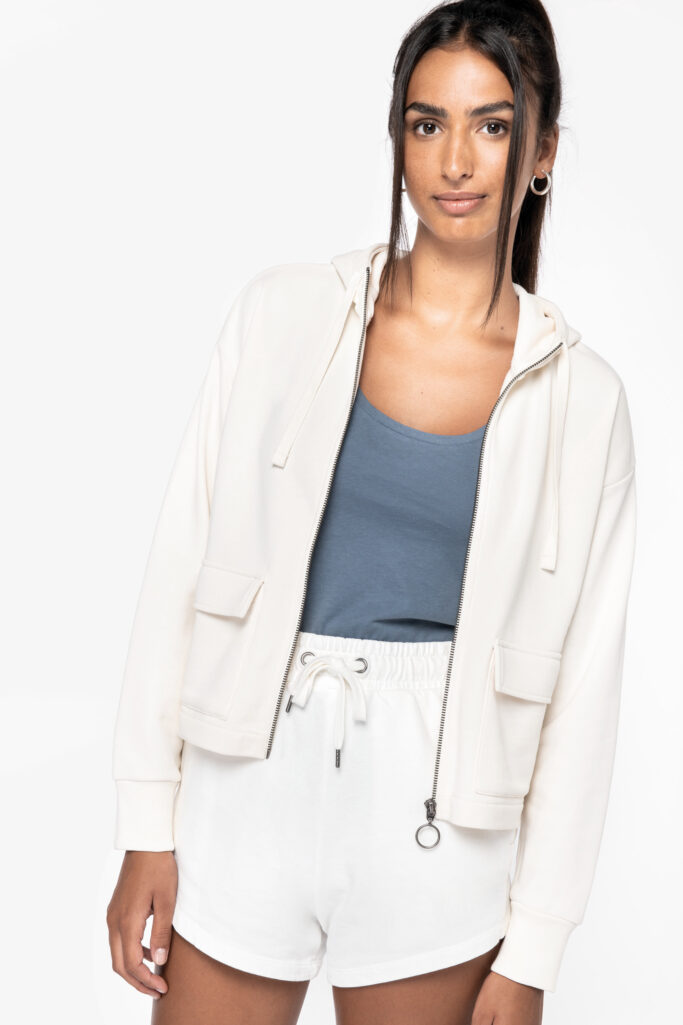 Sweatshirt French Terry de senhora com fecho e capuz - Image 2