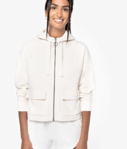 Sweatshirt French Terry de senhora com fecho e capuz