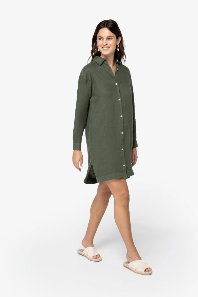 Vestido camiseiro em linho de senhora - Image 2