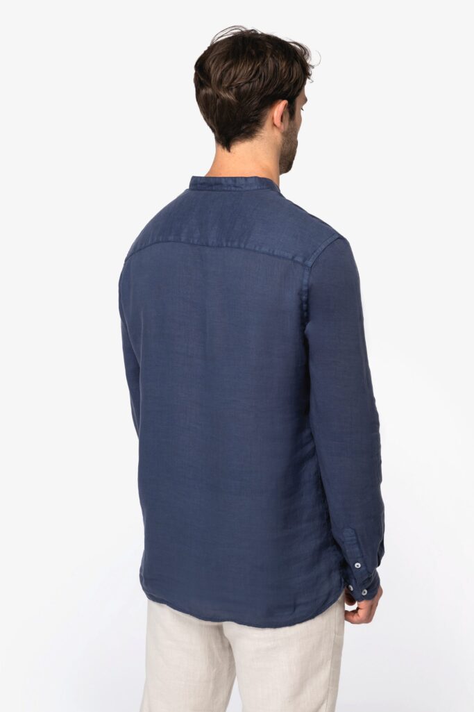 Camisa com gola a padre em linho - Image 3
