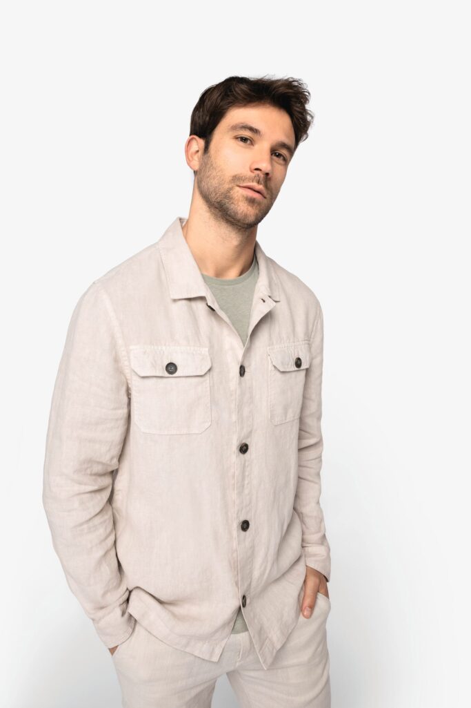 Sobrecamisa em linho de homem - Image 3
