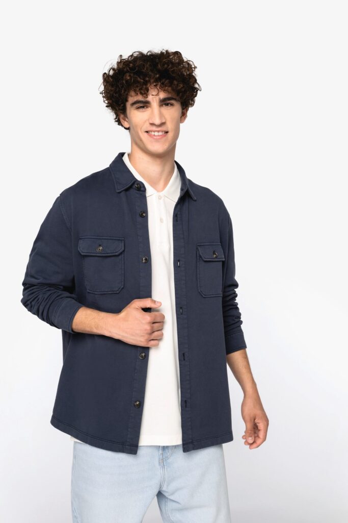 Sobrecamisa cardada com aspecto lavado de homem
