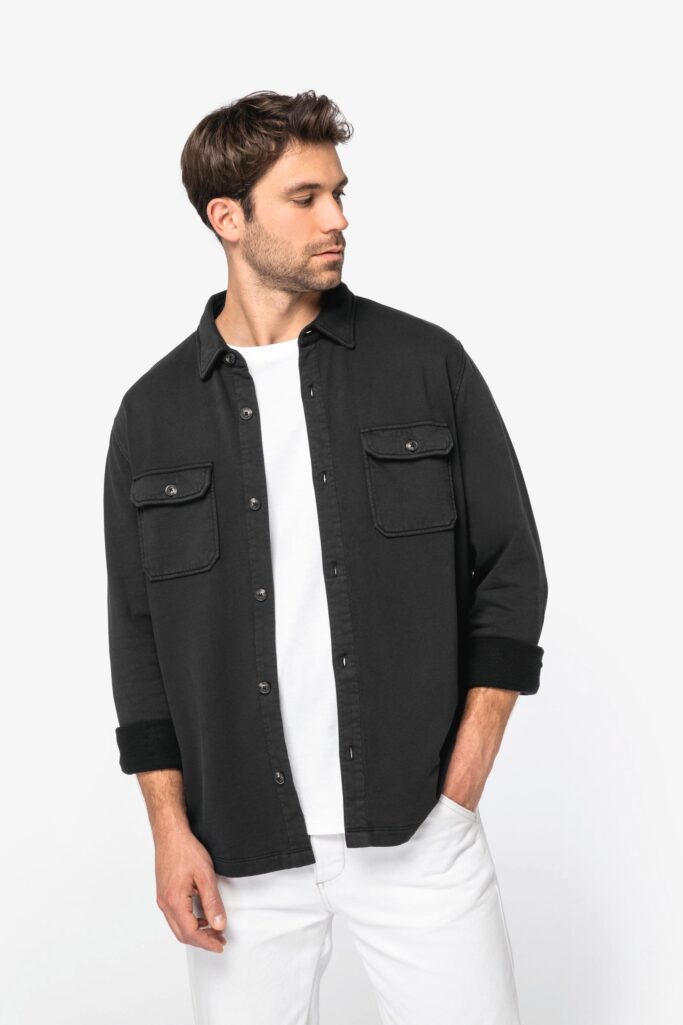 Sobrecamisa cardada com aspecto lavado de homem - Image 3