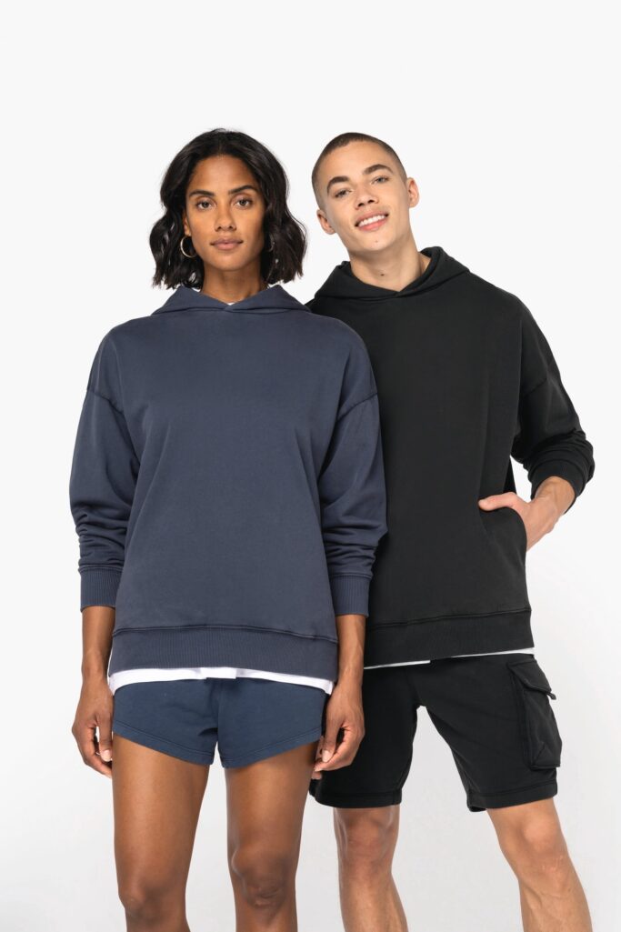 Sweatshirt com capuz aspecto lavado oversize unissexo